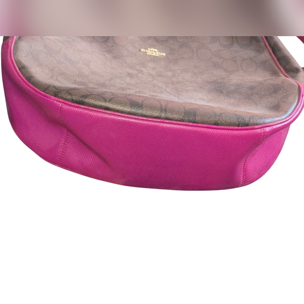 Coach Signature Harley Hobo Brown and Fushia Women's Hand Bag Purse - Picture 3 of 11
